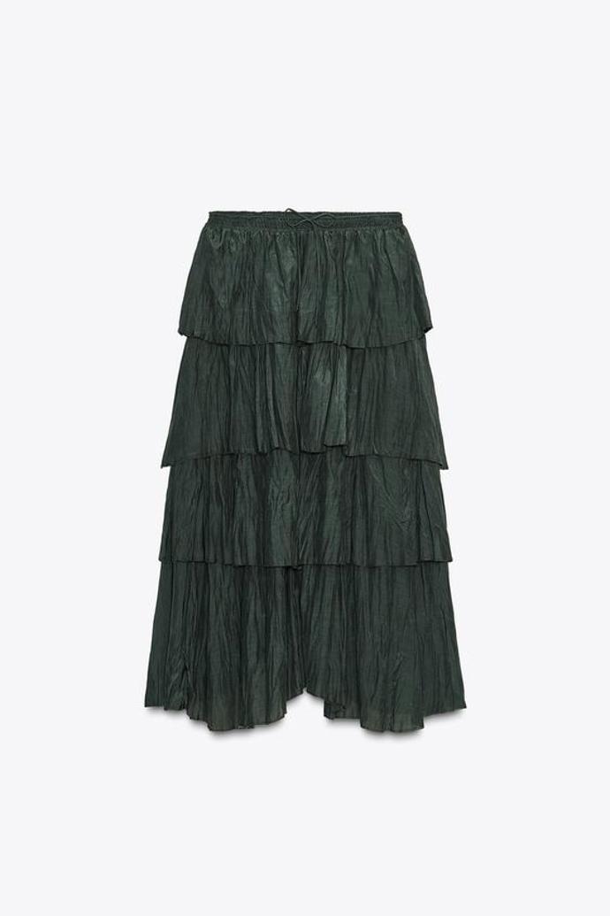 Midi sukně s volány, Zara, 1499 Kč