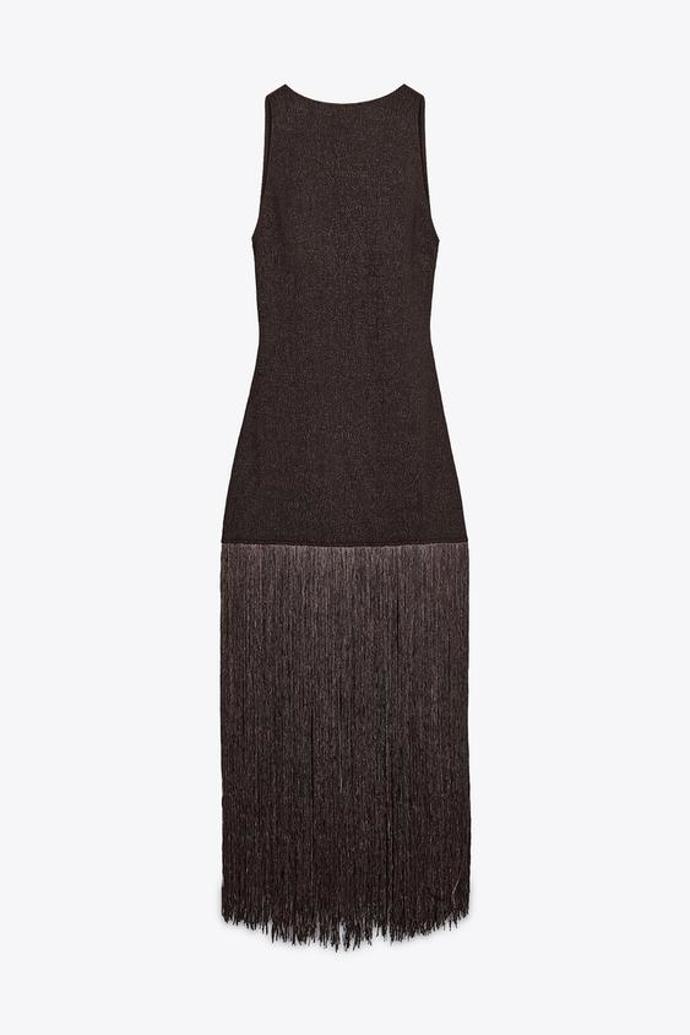 Přiléhavé šaty s třásněmi, Zara, 1199 Kč