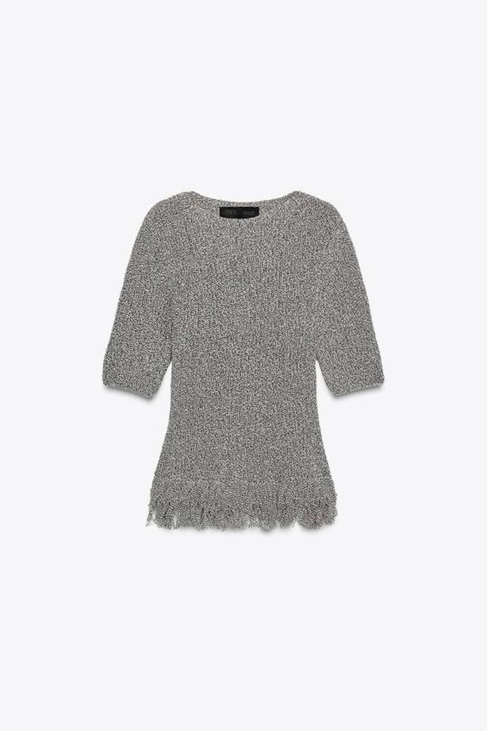 Přiléhavý úpletový top s třásněmi, Zara, 699 Kč