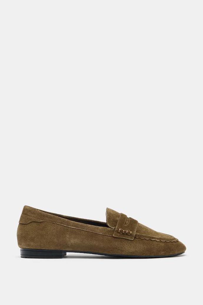Prošívané semišové mokasíny, Zara, 1299 Kč