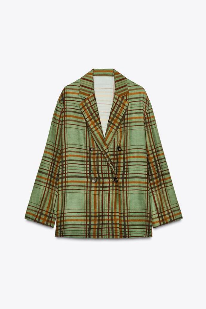 Splývavé sako s kostkovaným vzorem, Zara, 2299 Kč