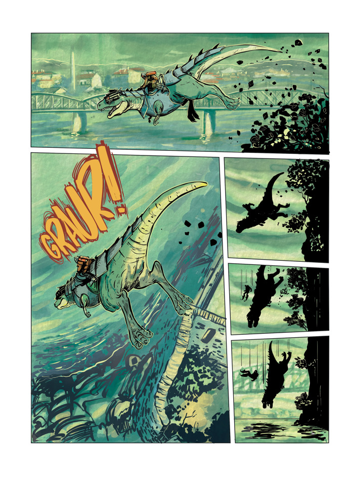 Pérák si osedlá dinosaury.