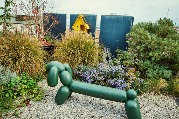 Na zahradě kromě květin je i umění.