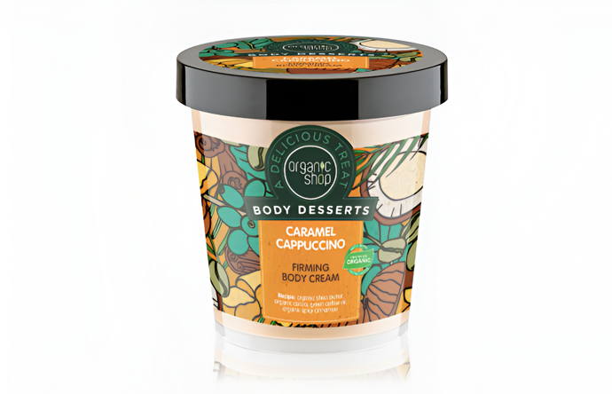 Zpevňující tělový krém s vůní karamelového capuccina, Organic Shop, 193 Kč