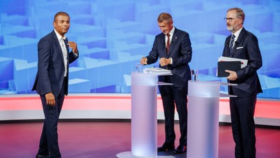 FOTO: Debata Petra Fialy a Andreje Babiše.