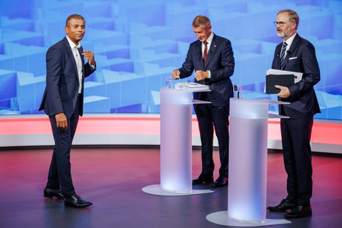 Debata Petra Fialy a Andreje Babiše. 