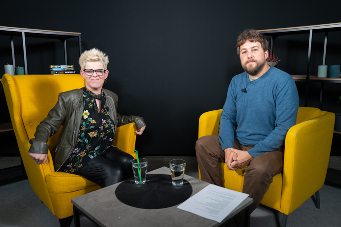 Veronika Maschková s moderátorem pořadu eXtra Host.