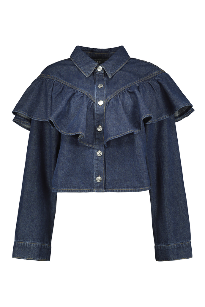 Denimová košile s volánem, F&F, 699 Kč