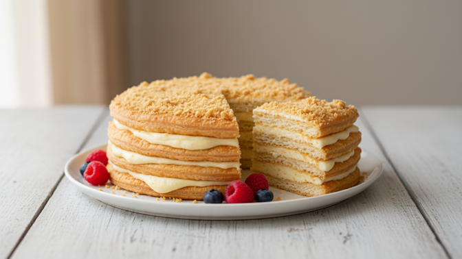 Nepečený dort Napoleon: hotový za 30 minut a bez zbytečné práce