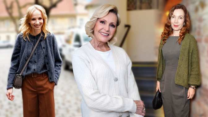 Podzimní kardigany podle slavných žen: Vsaďte na ozdobné knoflíky jako Helena Vondráčková nebo vrstvení Jany Plodkové
