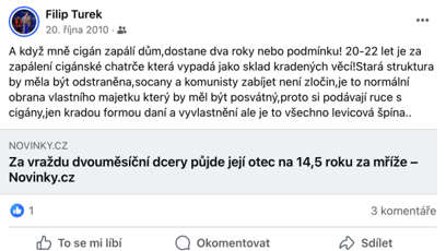 FOTO: Nejskandálnější údajné vyjádření Filipa Turka o popálené Natálce. Poslanec to odmítá. Kontaktovali jsme muže M. V. z diskuse. Světlo do případu nevnesl. Naopak.