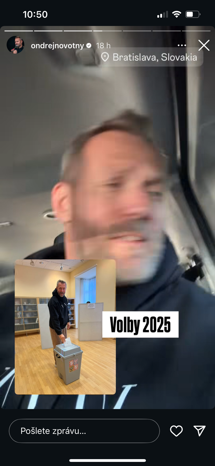 Ondřej Novotný volil na Slovensku