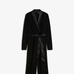 Overal ze strukturovaného krepu se saténovou vsadkou, Bonprix, 1329 Kč