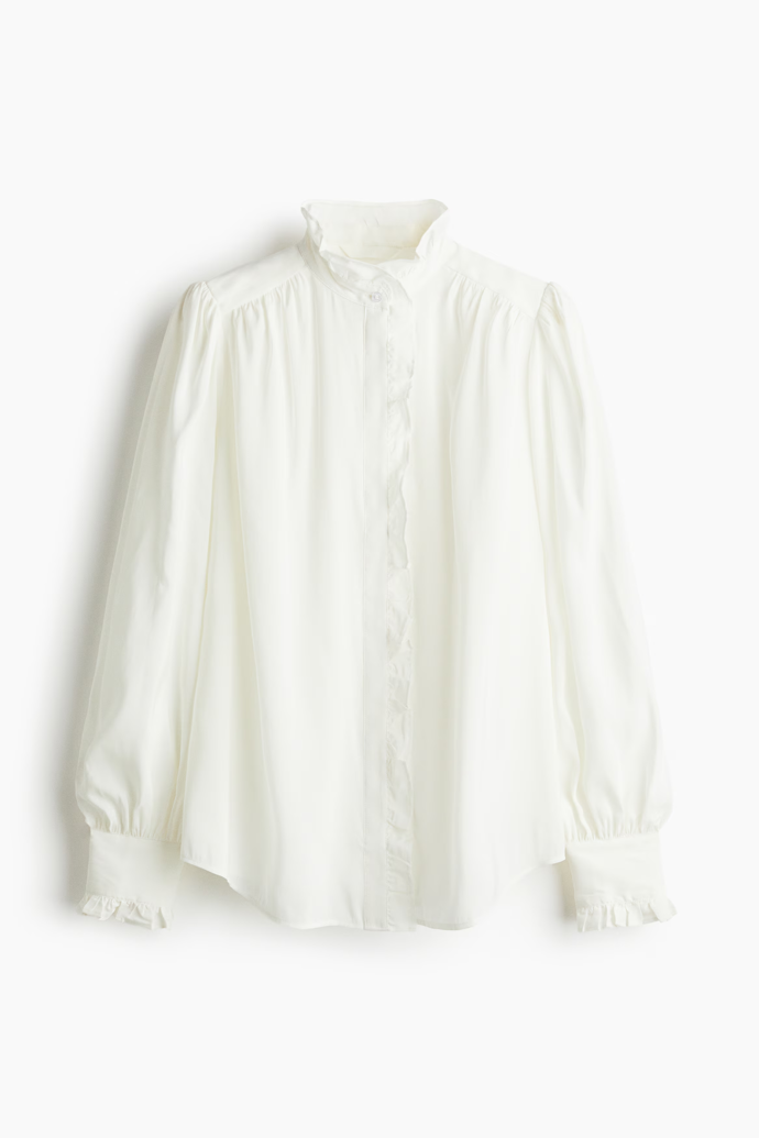 Oversized halenka s řasenými lemy, H&M, 619 Kč