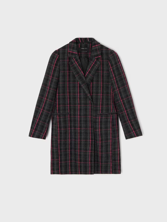 Dlouhý kostkovaný kabát, Sinsay, 859 Kč