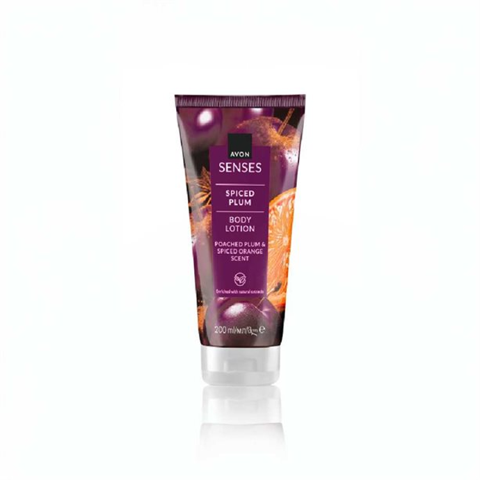 Tělové mléko s vůní švestky, koření a pomeranče, Avon, 99 Kč