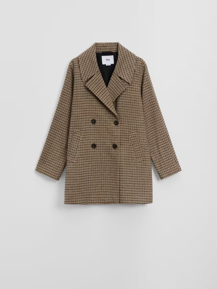 Kostkovaný kabát z vlněné směsi, House, 1399 Kč