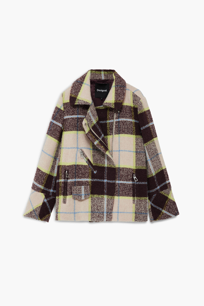 Krátký károvaný dvouřadý kabát, Desigual, 4999 Kč