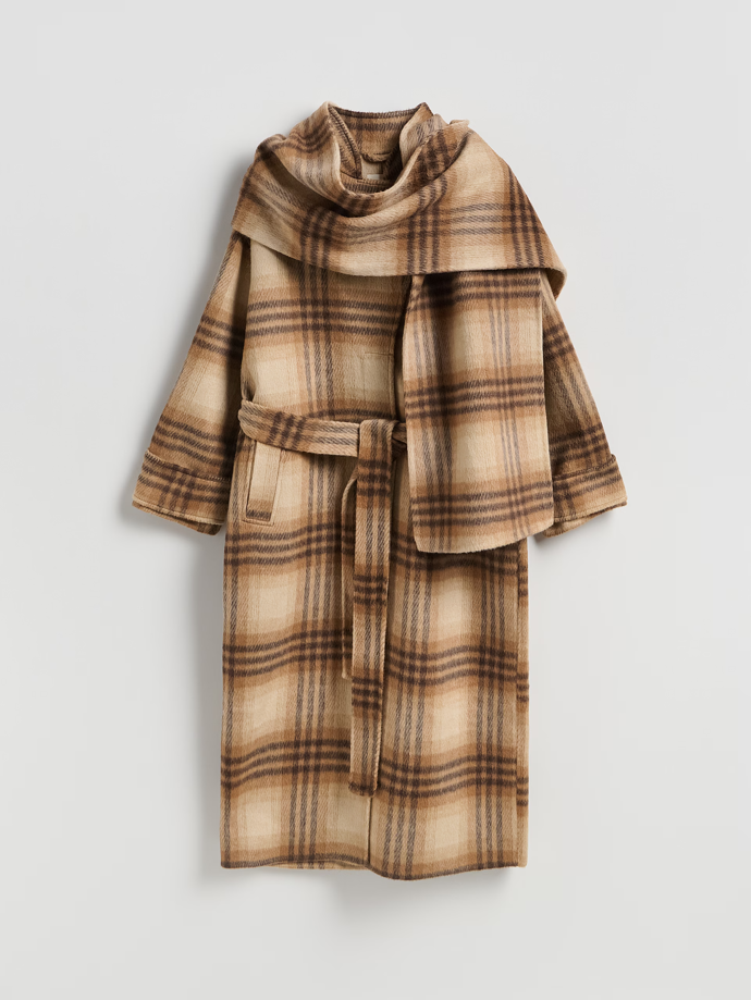 Kabát oversize ze směsi vlny s šálou, Reserved, 3999 Kč