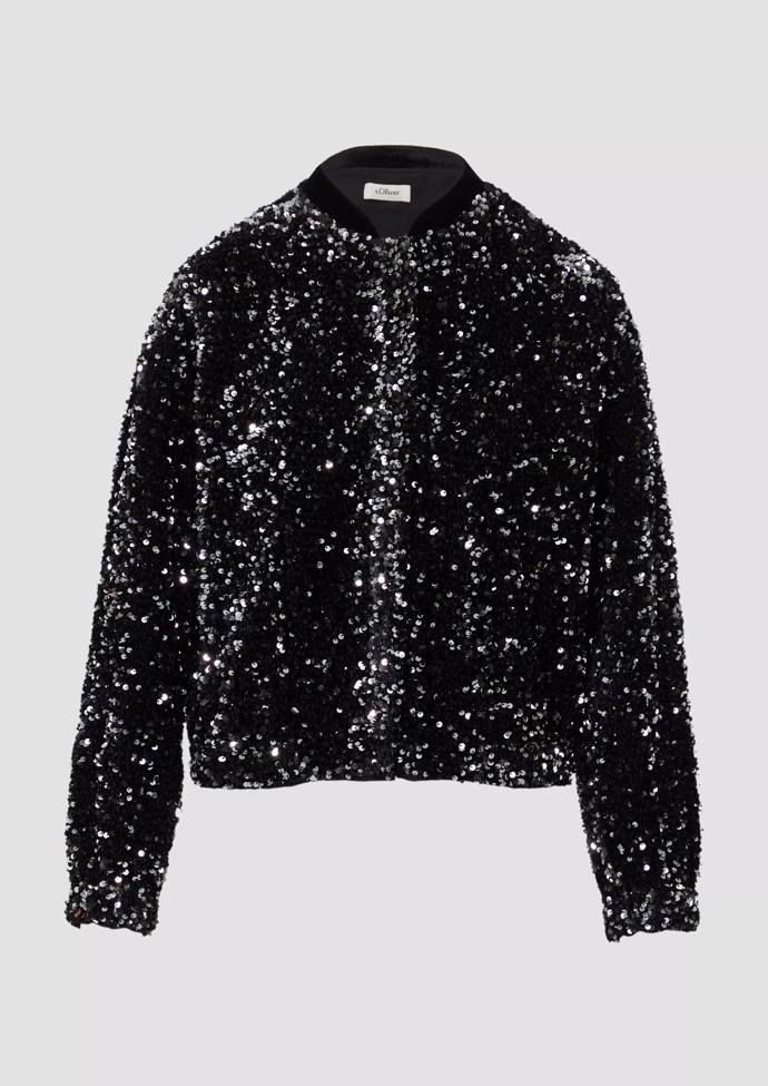 Sametová bunda bomber s flitry, s.Oliver, 3999 Kč