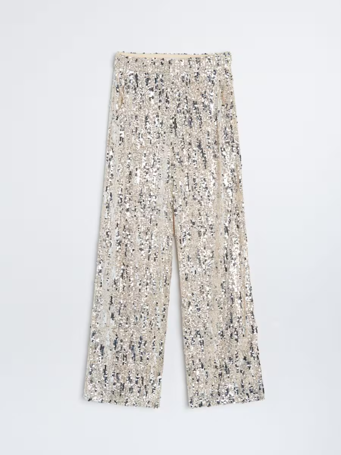 Kalhoty wide leg s flitry, Sinsay, 479 Kč