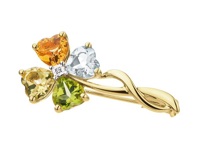 Zlatá brož s diamantem a ozdobnými kameny, Apart, 20390 Kč