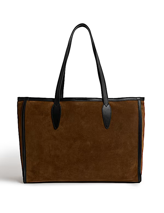 Kožená taška z čisté kůže a semiše, Marks&Spencer, 4699 Kč