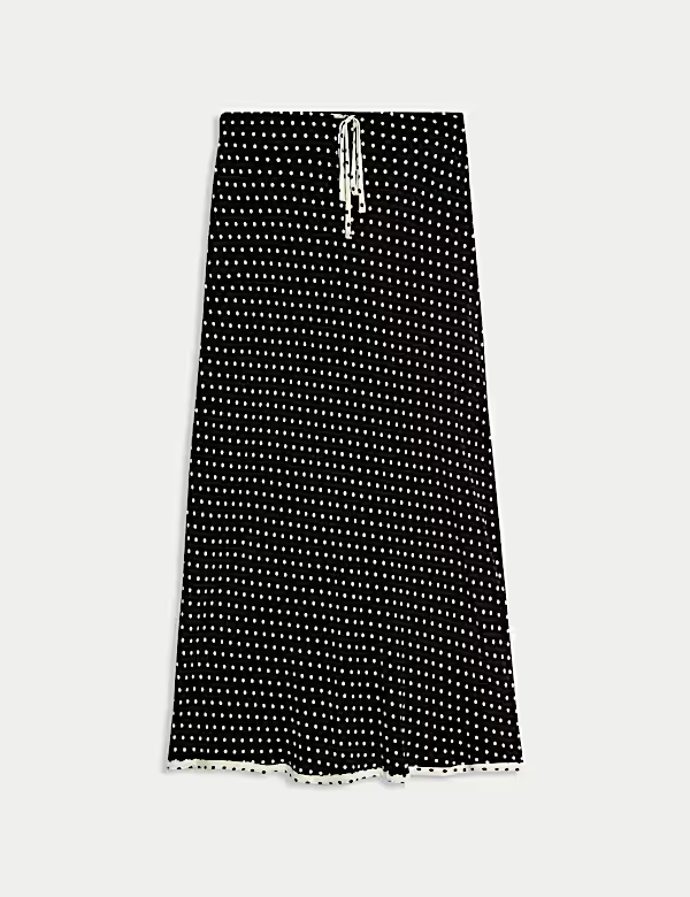 Puntíkovaná áčková midaxi sukně, Marks&Spencer, 1399 Kč
