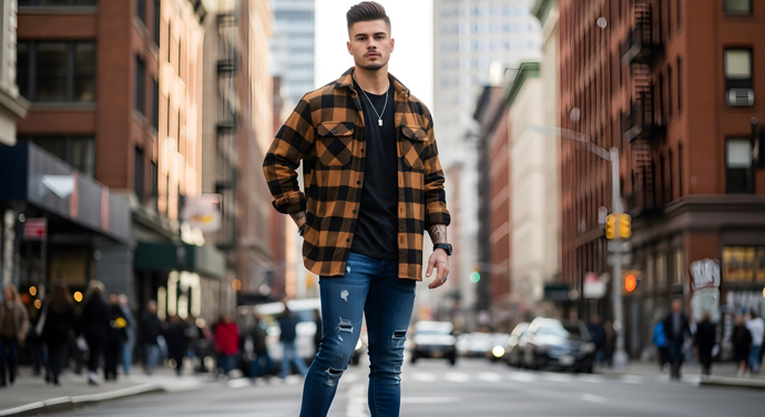 Tři způsoby, jak nosit flanel na podzim – inspirováno Jeremym Allenem Whitem v roli Bruce Springsteena 