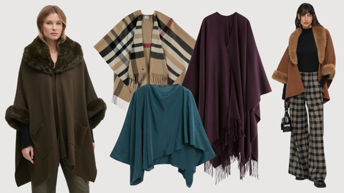 Pončo na podzim zahřeje i zajistí volnost pohybu: Hitem sezony je lemování kožešinou a kostky