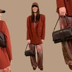 Druhý outfit sestává ze saténového kompletu, stylistka Nikola Jankovská si vybrala model s podzimním vzorem a přidala sako, mokasíny a kšiltovku. 
