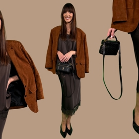 ... a s ladícím krajkovým topem, sakem a lodičkami na večerní akce.