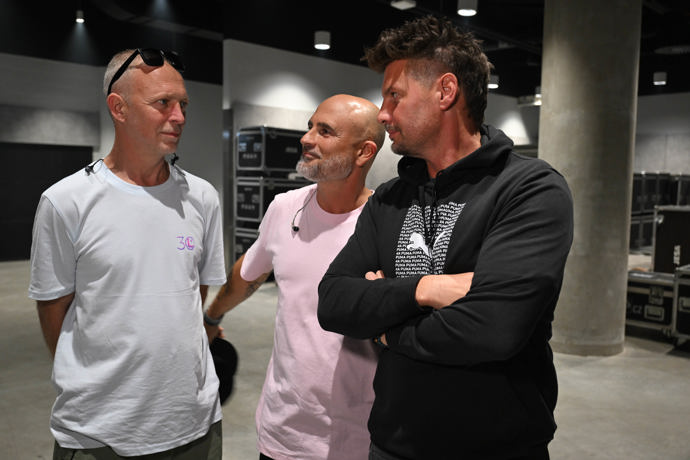 Aleš Lehký, Václav Jelínek a David Škach pár hodin před koncertem.