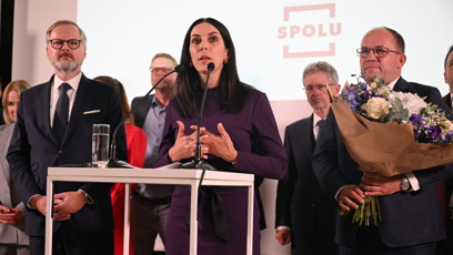 FOTO: Markéta Pekarová Adamová na tiskové konferenci SPOLU.