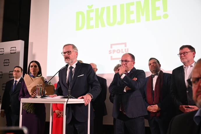 Tisková konference koalice SPOLU.
