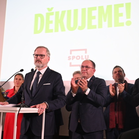 Tisková konference koalice SPOLU.