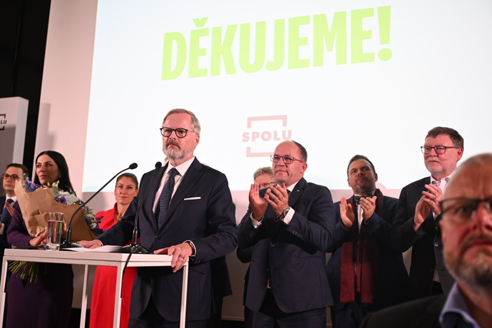 Tisková konference koalice SPOLU.
