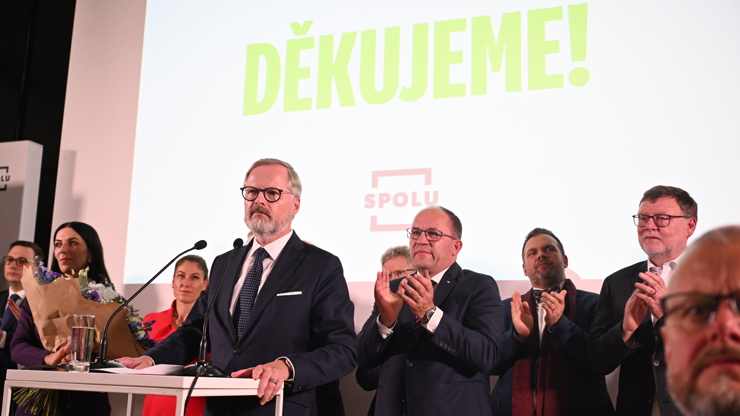 Tisková konference koalice SPOLU.