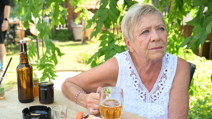 Jaroslava Obermaierová s pivečkem.