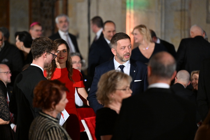 Ministr vnitra Vít Rakušan s manželkou Marií na Pražském hradě.