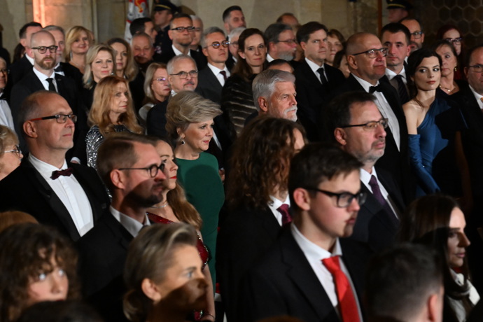 Eva Pavlová během udílení státních vyznamenání na Pražském hradě.