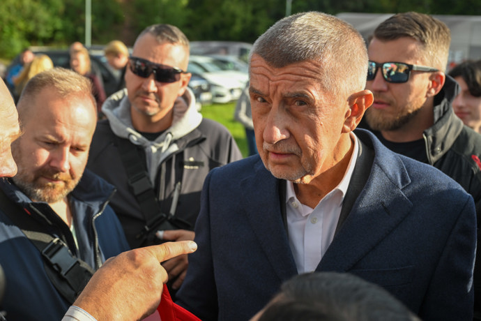 Andrej Babiš na mítinku.