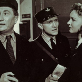 Jana Dítětová s Jaroslavem Marvanem a Františkem Filipovským ve filmu Nikdo nic neví.