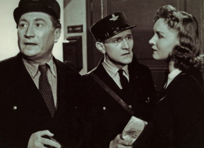 Jana Dítětová s Jaroslavem Marvanem a Františkem Filipovským ve filmu Nikdo nic neví.