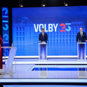 Petr Fiala a Andrej Babiš v debatě.