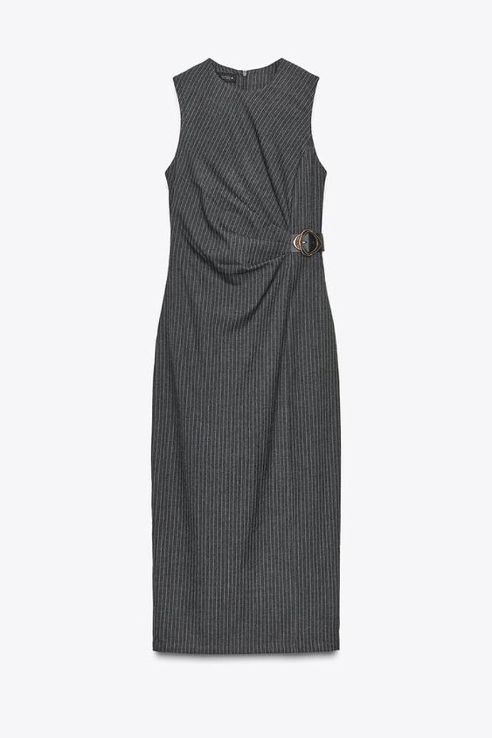 Midi šaty s přezkou a proužky, Zara, 849 Kč