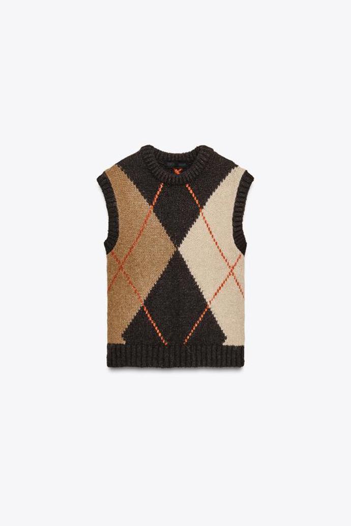 Vestový top s kosočtvercovým vzorem, Zara, 699 Kč