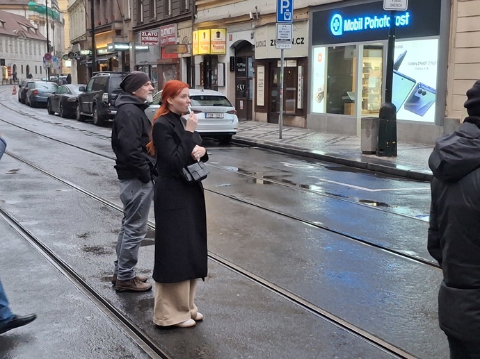 Aneta Zicklerová a Andrej Babiš na Národní třídě.
