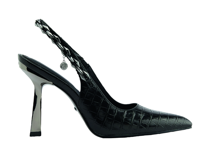 Černé slingback lodičky v imitaci zvířecí kůže, Deichmann, 1599 Kč 