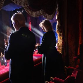 Petr Pavel a Eva Pavlová v prezidentské lóži.